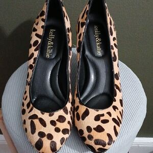 Kelly & Katie Tan and Black Animal Print Heels